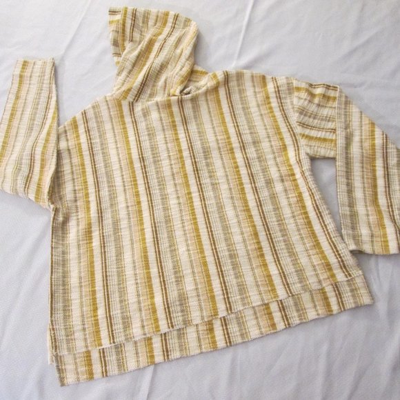 🤎 SO BROWN MULTI-COLOR OVERSIZED STRIPE PLAID LACE-UP HOODIE – SIZE S - Picture 5 of 12